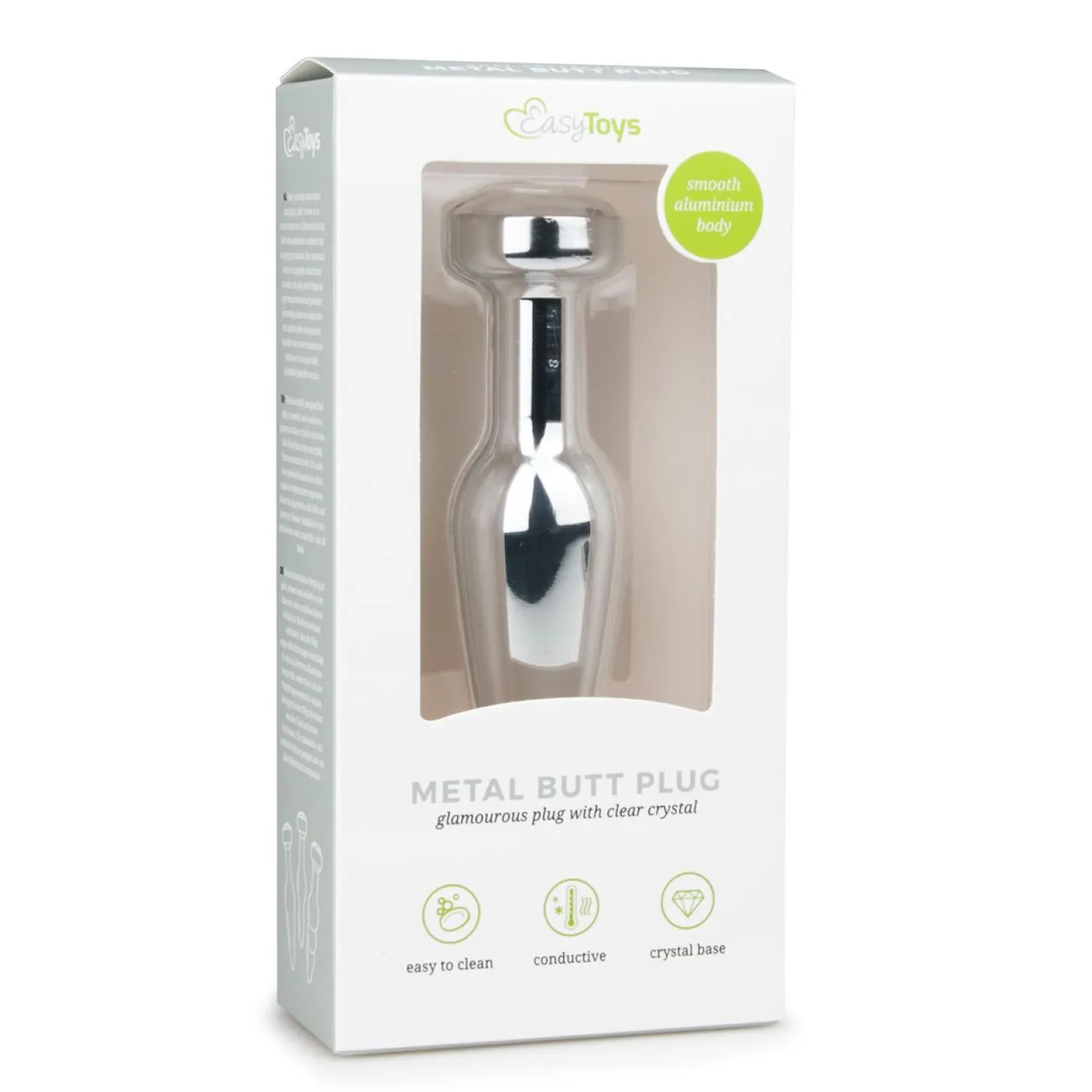 Metalen Buttplug met Diamant Zilver - L