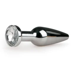 Metalen Buttplug met Diamant Zilver - L