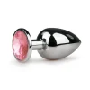 Metalen buttplug Zilver/Roze - L