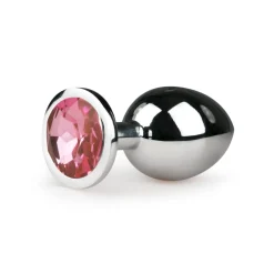 Metalen buttplug Zilver/Roze - M