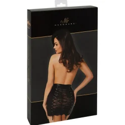 Noir Handmade – Corset Powerwetlook & Kant Minirok – Zwart
