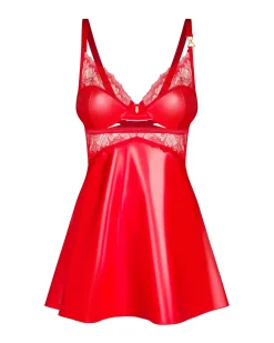 Obsessive - Aliosa Chemise & String - Rood