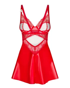 Obsessive - Aliosa Chemise & String - Rood