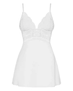 Obsessive - Babydoll Setje Met Kant - Wit