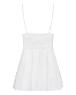 Obsessive - Babydoll Setje Met Kant - Wit