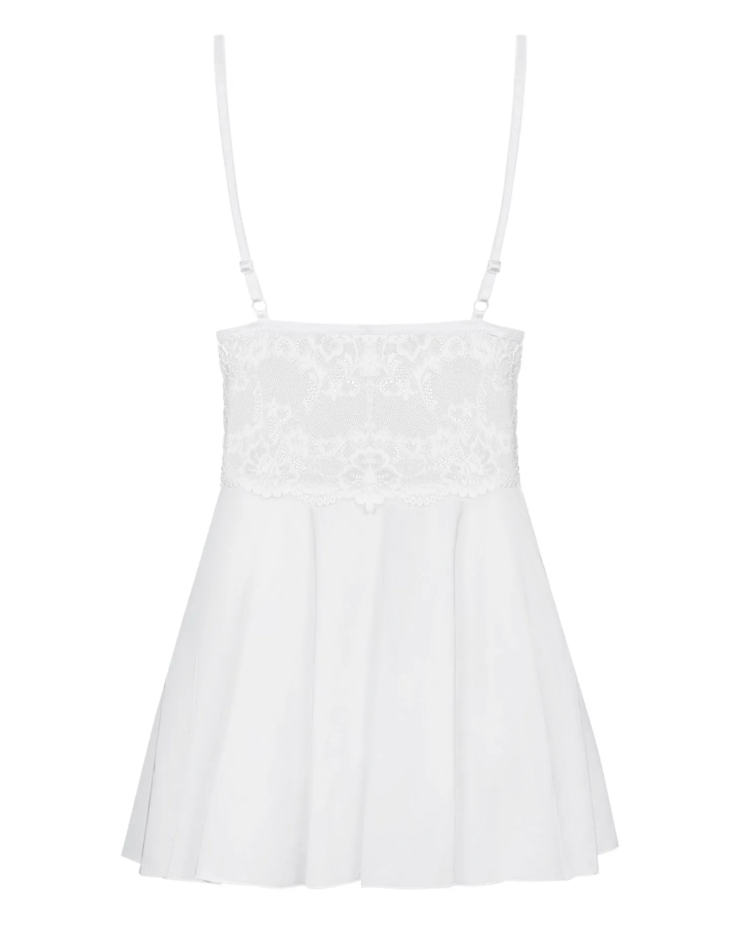 Obsessive - Babydoll Setje Met Kant - Wit