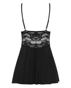 Obsessive - Babydoll Setje Met Kant - Zwart