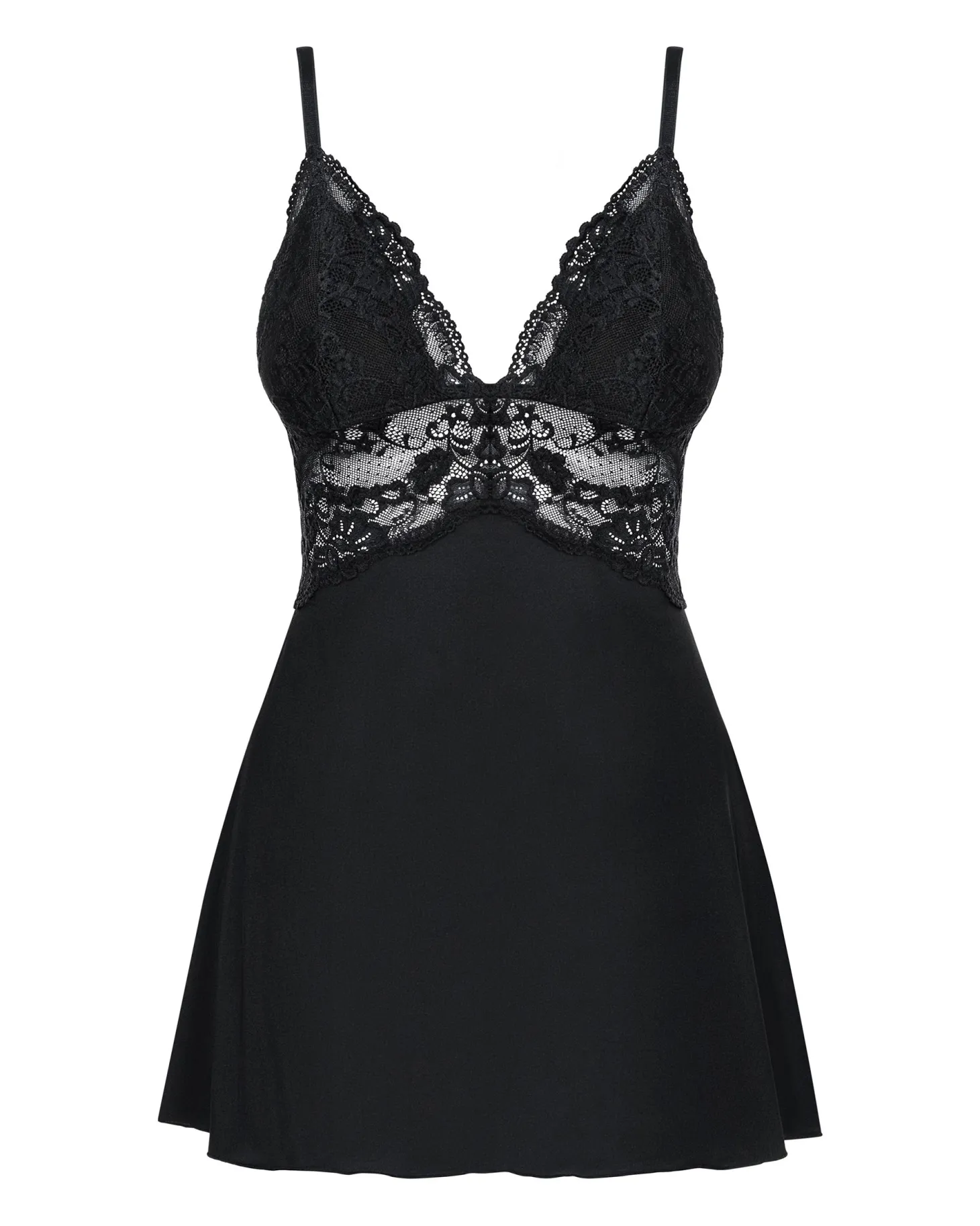 Obsessive - Babydoll Setje Met Kant - Zwart