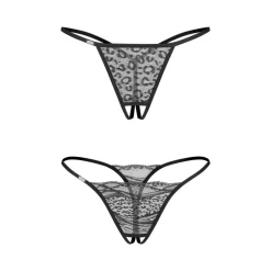 Obsessive – Bianca 2-Pack Crotchless String – Zwart