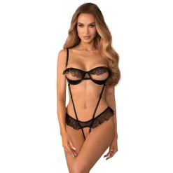 Obsessive - Carrola Crotchless Teddy - Zwart