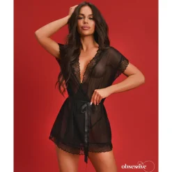 Obsessive - Deina More Peignoir - Zwart