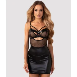Obsessive – Dominna Chemise & Thong – Zwart