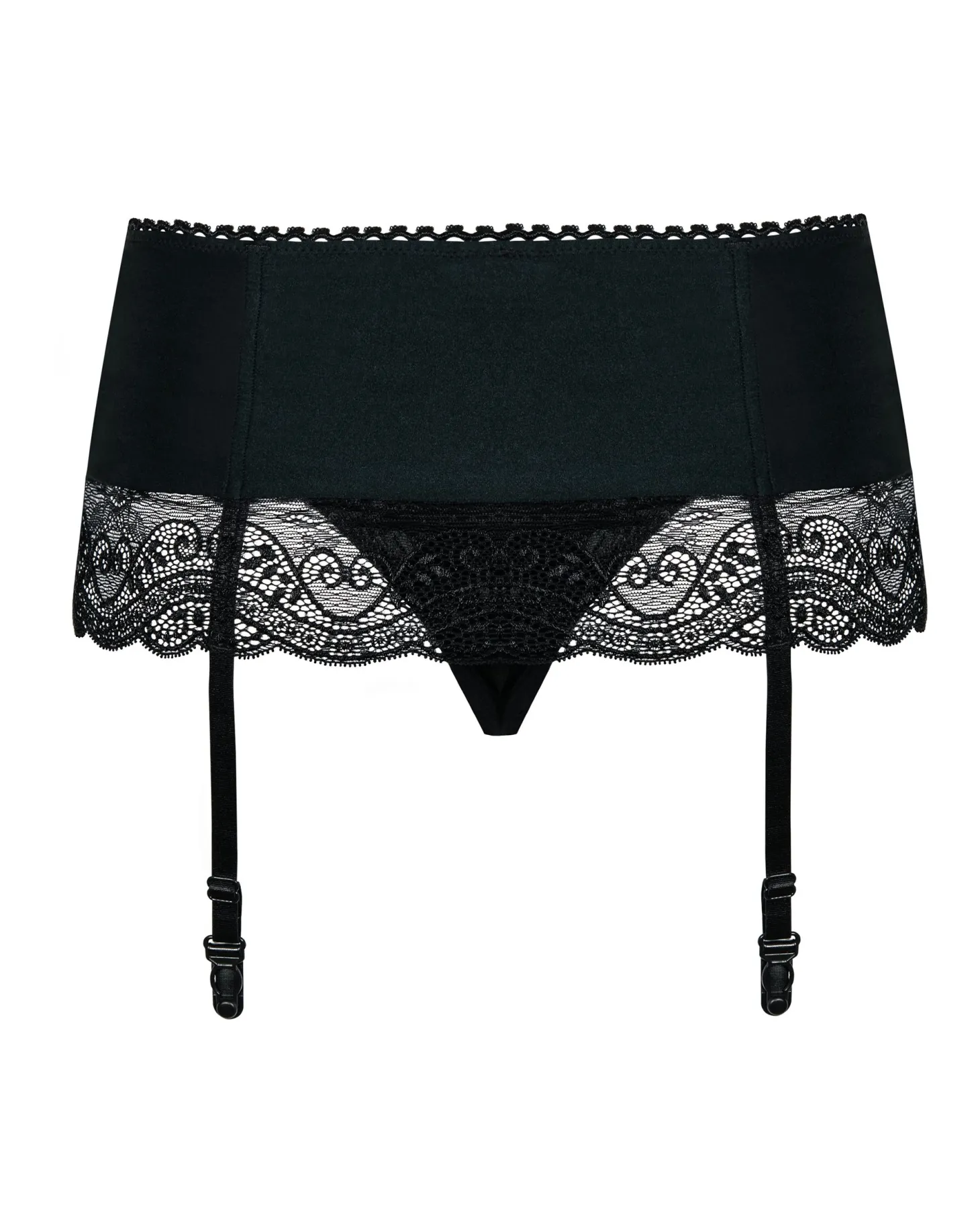 Obsessive - Miamor Jarretel Gordel Met String - Zwart
