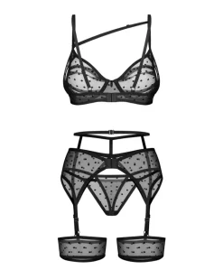 Obsessive - Nuites Driedelige Set - Zwart