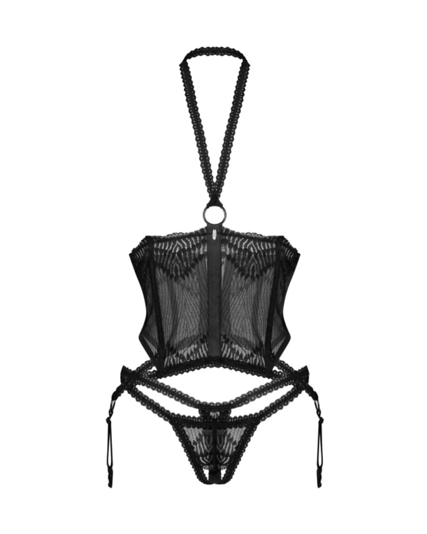 Obsessive – Open BH Corset & Open Kruis String – Zwart