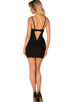 Obsessive - Rosenty Babydoll & String - Zwart/Paars