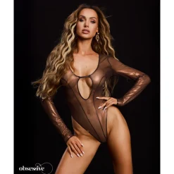 Obsessive – Soranna Long-Sleeved Crotchless Teddy – Brown