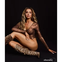 Obsessive – Soranna Long-Sleeved Crotchless Teddy – Brown