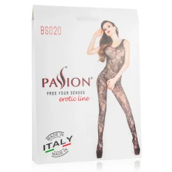 Open kruis catsuit van netstof - Zwart