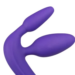 Paarse driedubbele voorbind dildo