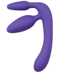 Paarse driedubbele voorbind dildo