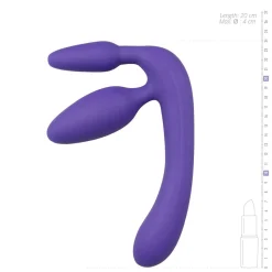 Paarse driedubbele voorbind dildo