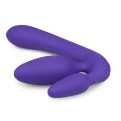 Paarse driedubbele voorbind dildo