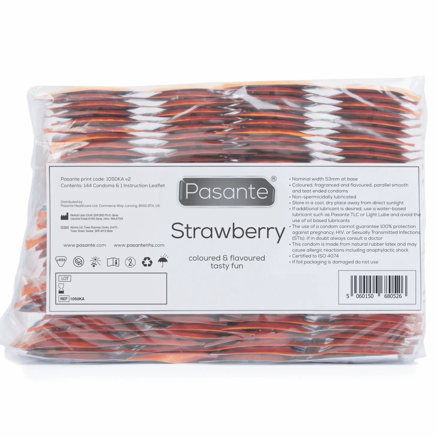 Pasante Aardbei Smaak Condooms - 144 stuks