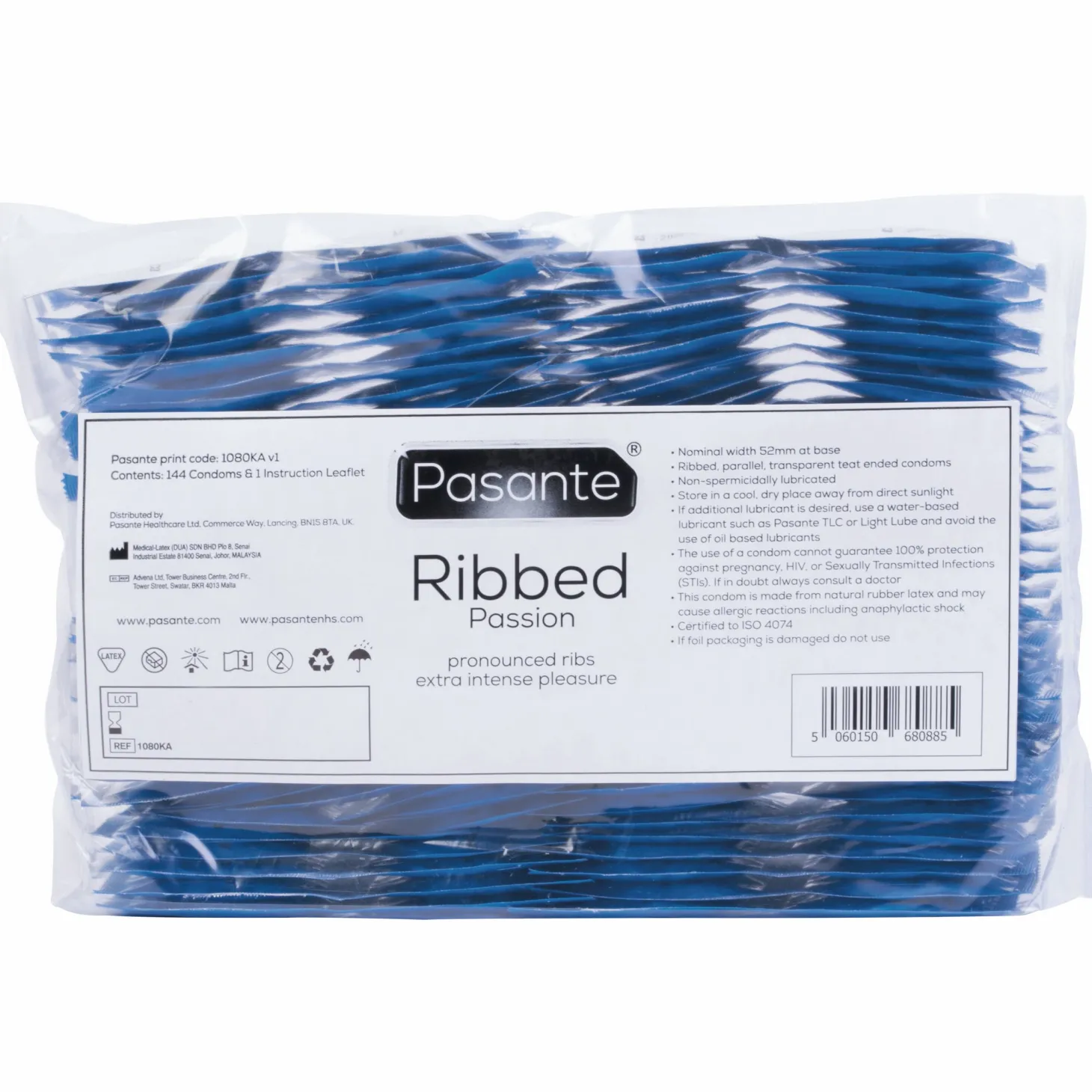 Pasante Ribbed Condooms - 144 stuks