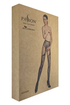 Passion ECO - Open Kruis Jarretel Panty - Wit