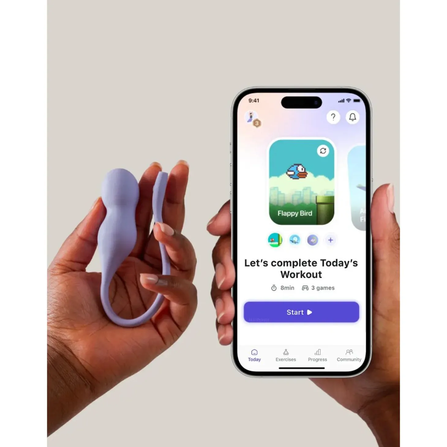 Perifit Care+ Dynamische Kegel-oefenapparaat - Lila