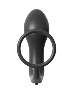 PIPEDREAM – Ass-Gasm Cockring met Vibrerende Butt Plug – Black