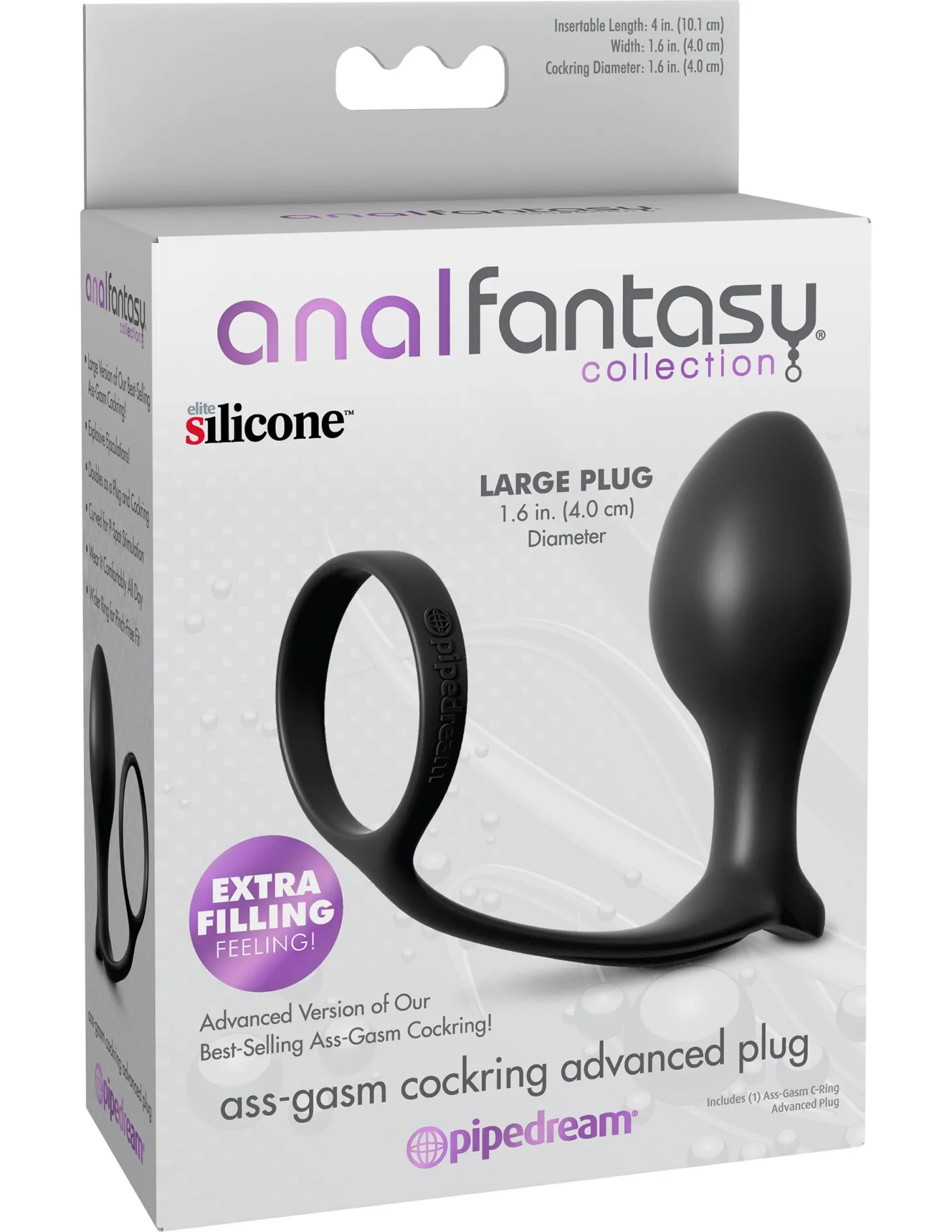 PIPEDREAM – Ass-Gasm Cockring met Vibrerende Butt Plug – Black