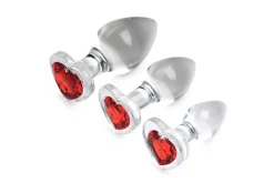 Red Heart Gem Anaalplug Set Van Glas