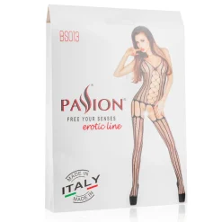 Rode netstof bodystocking met open kruis