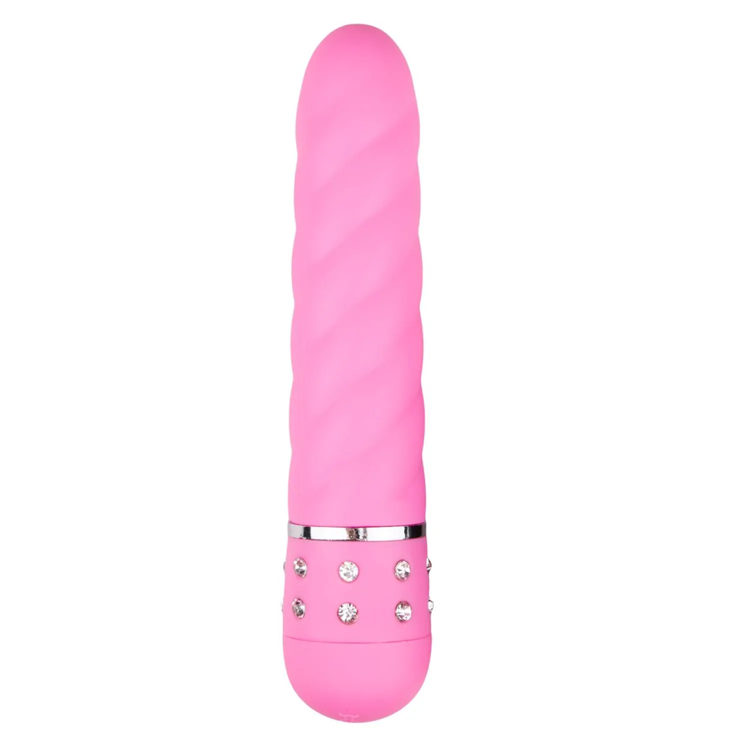 Roze mini vibrator met diamantjes en groeven