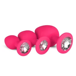 Siliconen Buttplug Met Diamant - Roze
