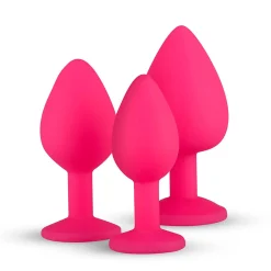 Siliconen Buttplug Met Diamant - Roze