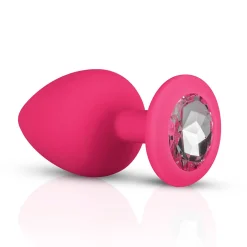 Siliconen Buttplug Met Diamant - Roze