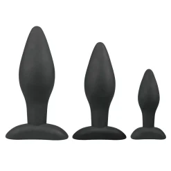 Siliconen buttplugsetje - zwart
