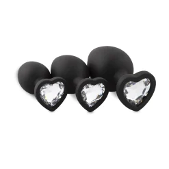 Siliconen Buttplug Set Met Diamantjes - Hart