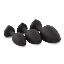Siliconen Buttplug Set Met Diamantjes - Hart