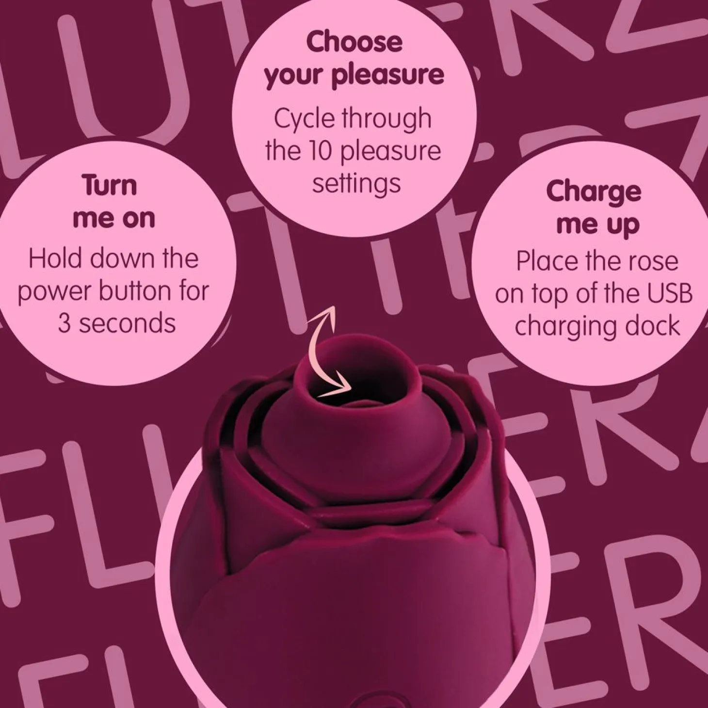 Skins Rose Buddies - The Rose Flutterz Vibrator - Wijnrood