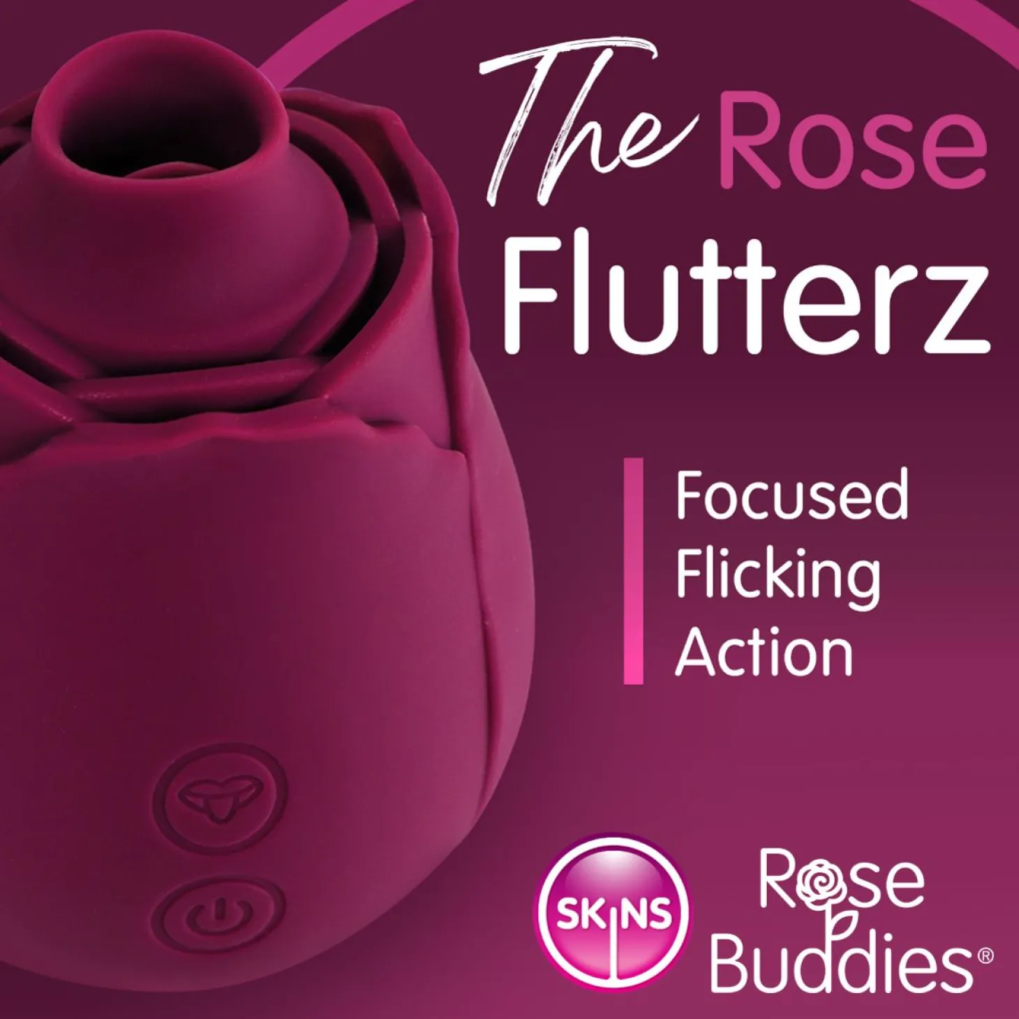 Skins Rose Buddies - The Rose Flutterz Vibrator - Wijnrood