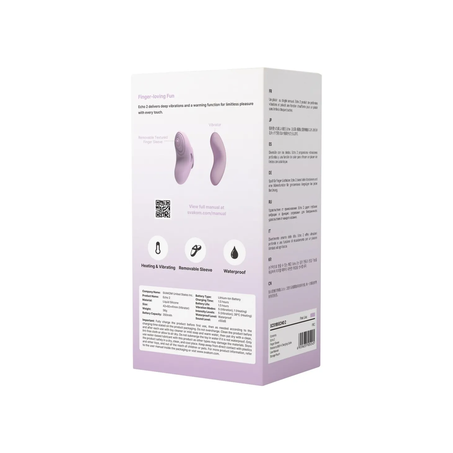 SVAKOM- Echo 2 Vingervibrator - Pink Lilac