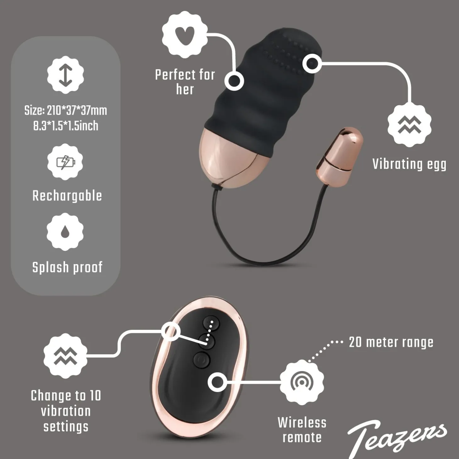 Teazers Geribbeld Vibratie-Eitje Met Afstandsbediening