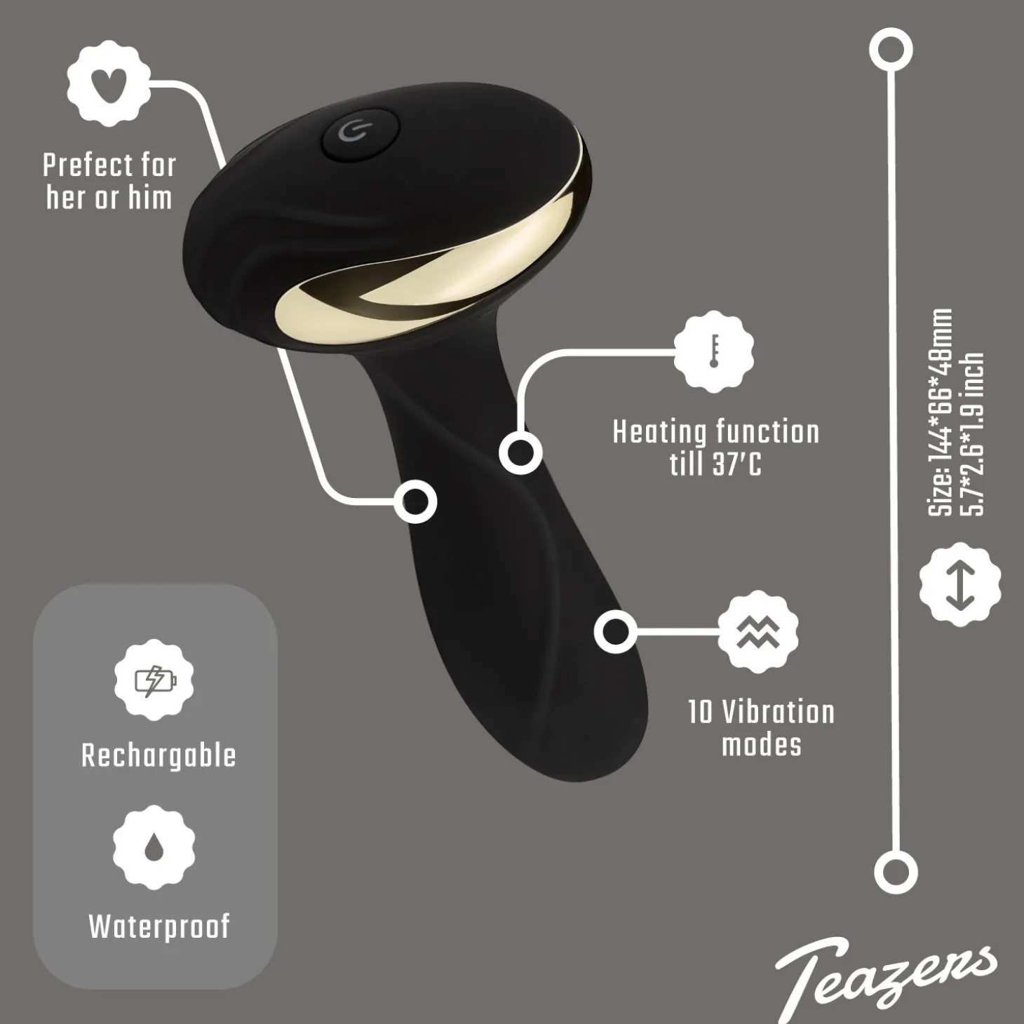 Teazers – Heat Of The Moment Buttplug Vibrator – Zwart