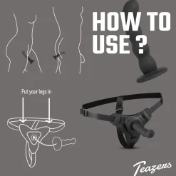 Teazers – Siliconen Strap-On Set – Zwart