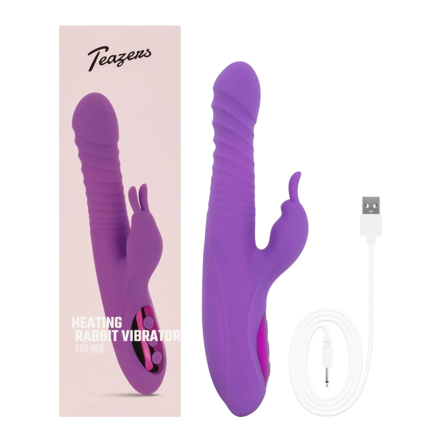 Teazers – Stotende, Verwarmende Rabbit Vibrator – Paars