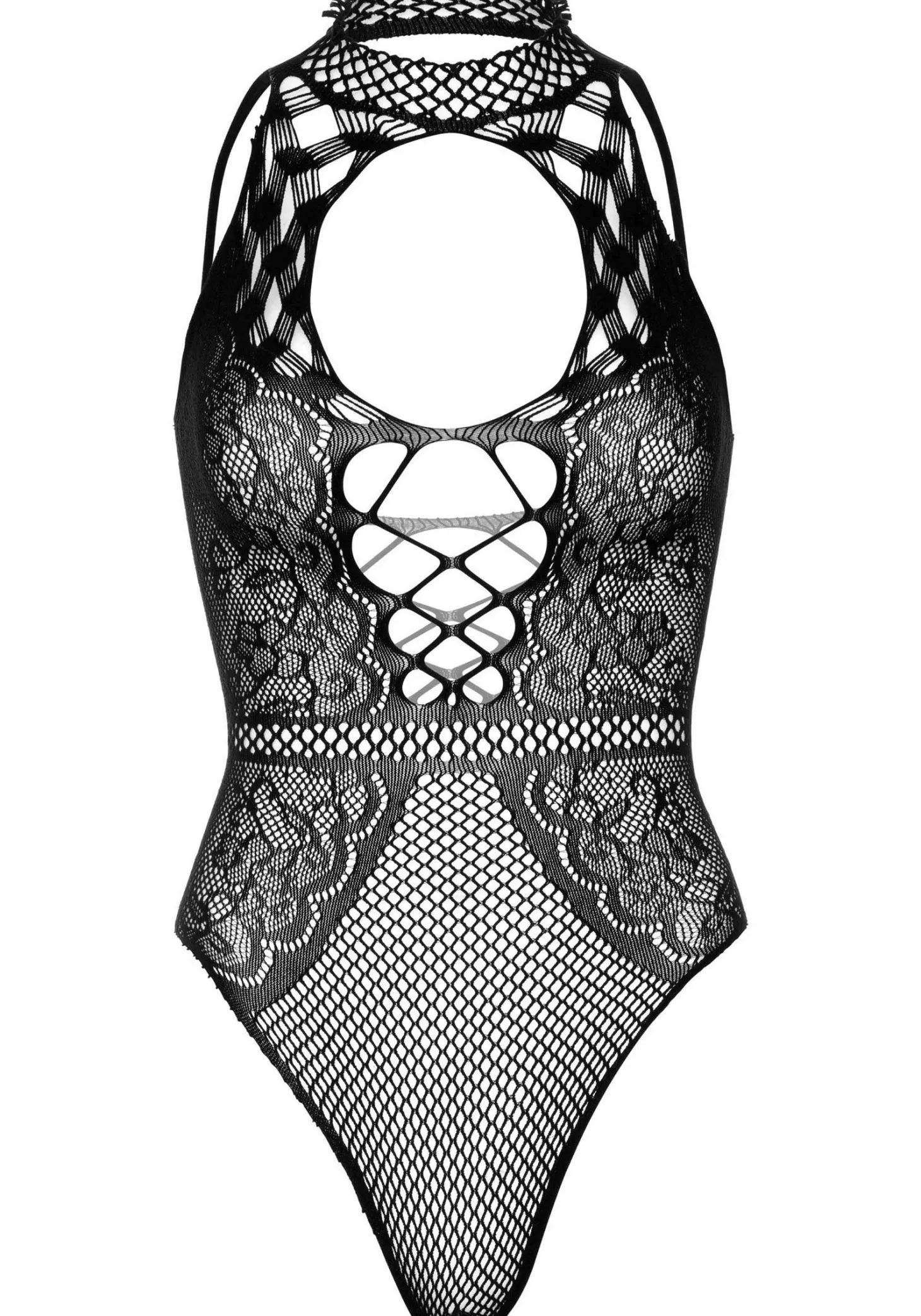 Visnet Kanten Bodysuit - Zwart